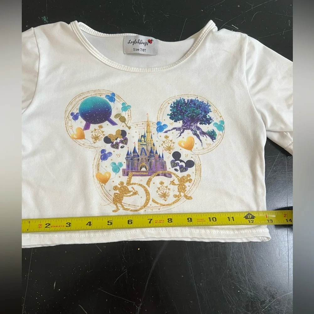 Disneyworld Anniversary swing skirt & crop top set mickey minnie mouse castle - Picture 7 of 10